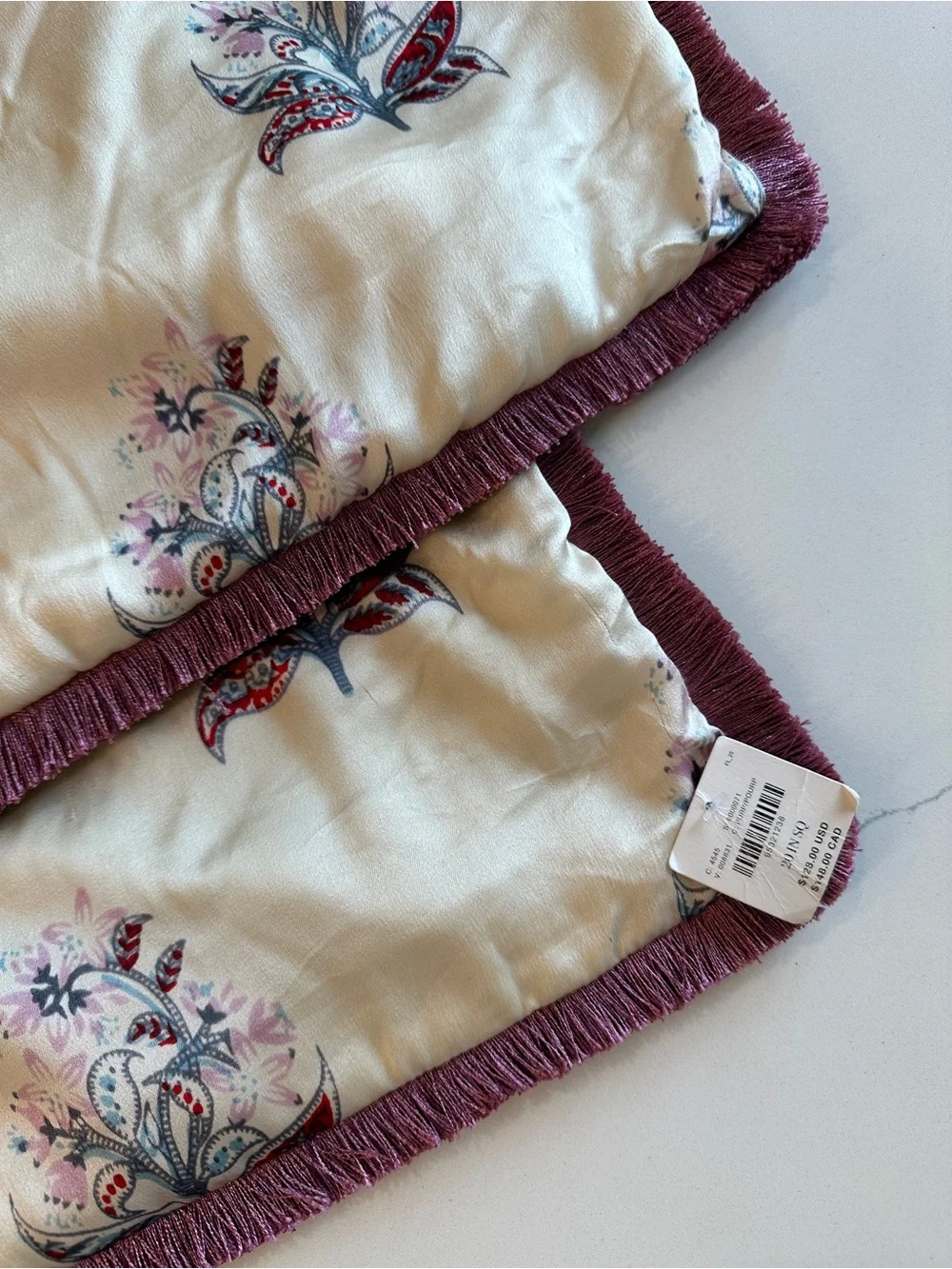 Anthropologie Silk Floral Throw Pillow Cover **READ Description**